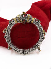 Ethnic Silver Plated Two Tone Polish Silver Kada Bracelet For Women Bracelets